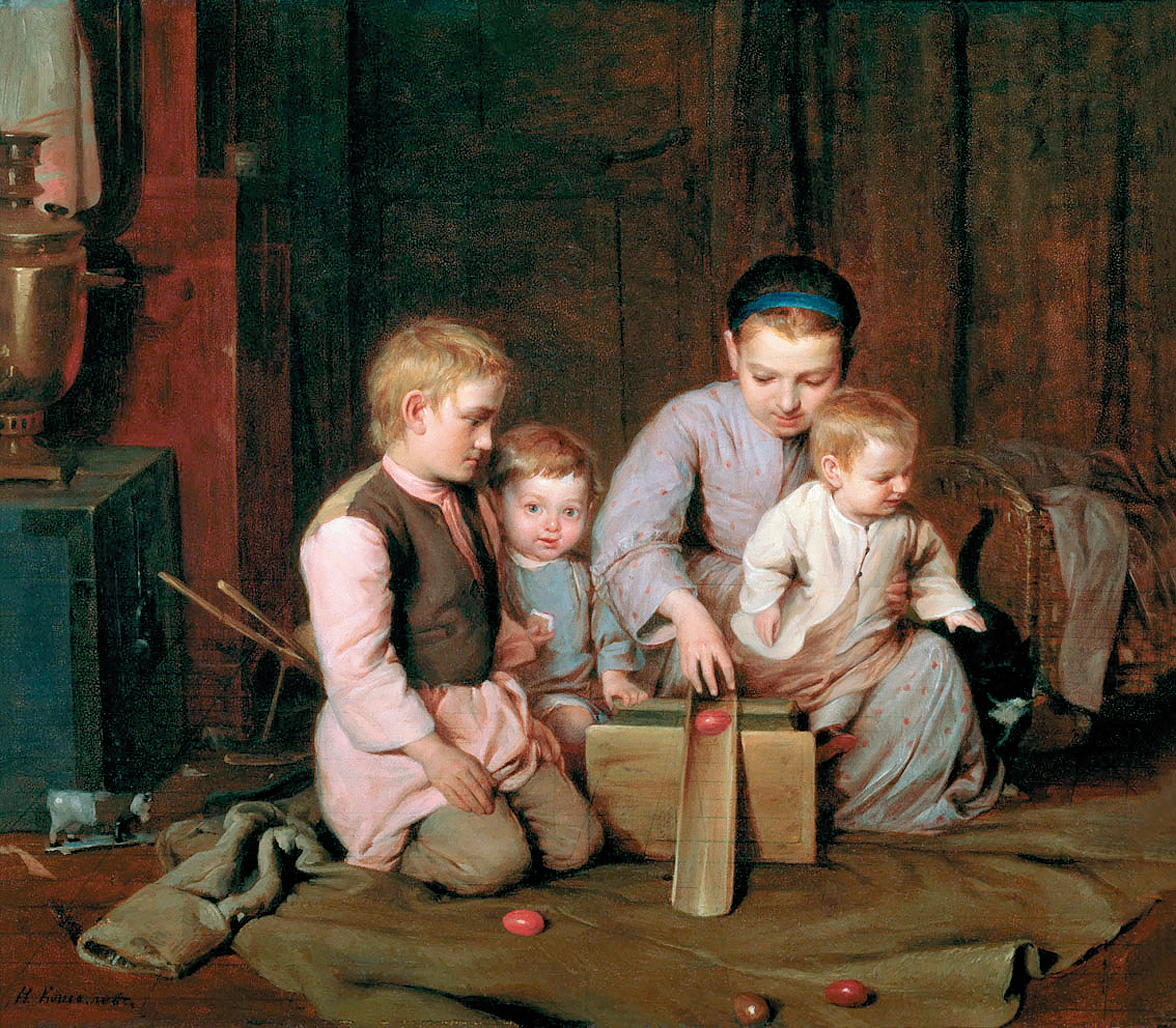 Катание яиц. Художник Н. Кошелев. Середина XIX в.
