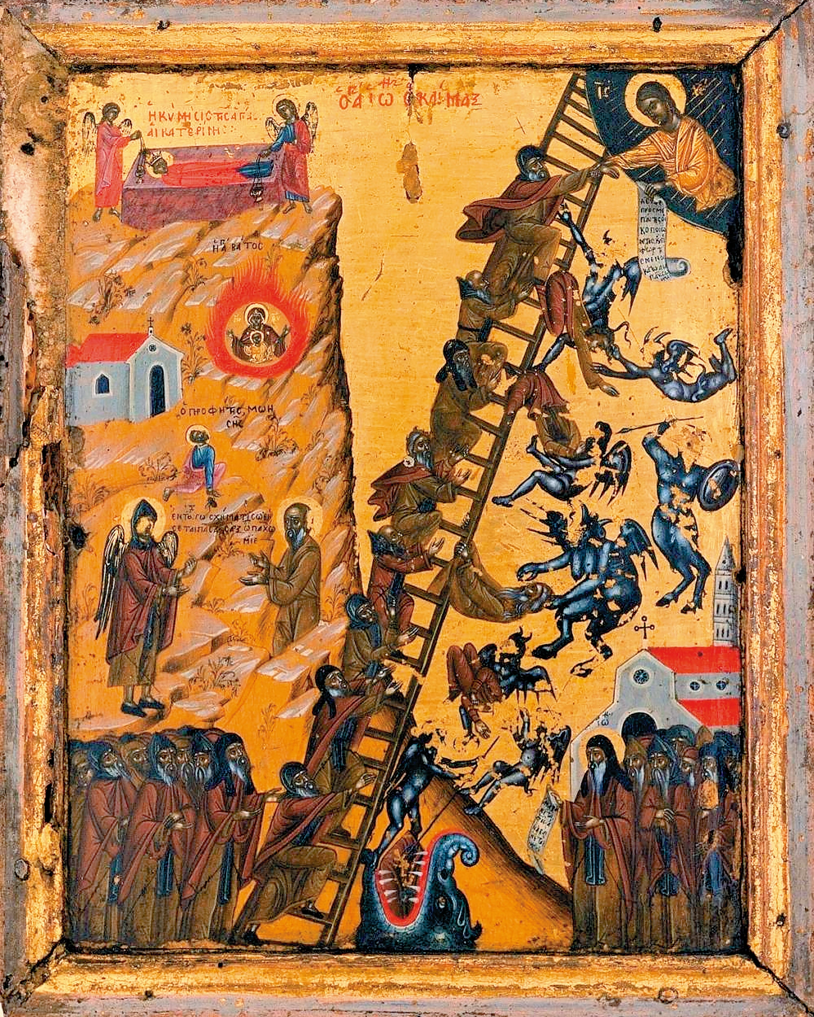 Икона «Лествица Иоанна Лествичника». Афон. 1600 г.