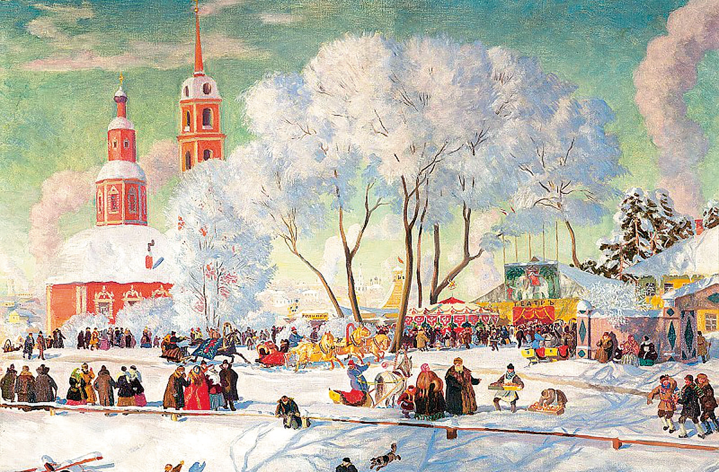 Масленица. Художник Б. М. Кустодиев. 1920 г.
