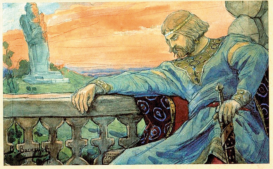 Князь Владимир. Акварель. Художник В. М. Васнецов. Конец XIX в.