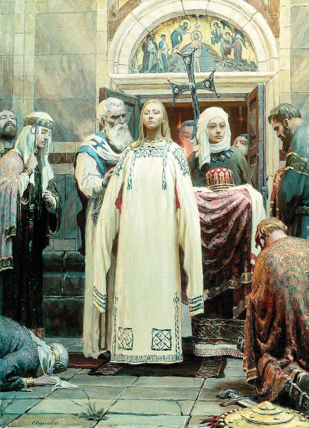 Княгиня Ольга. Часть триптиха «Святая Русь». Художник С. А. Кириллов. 1993 г.