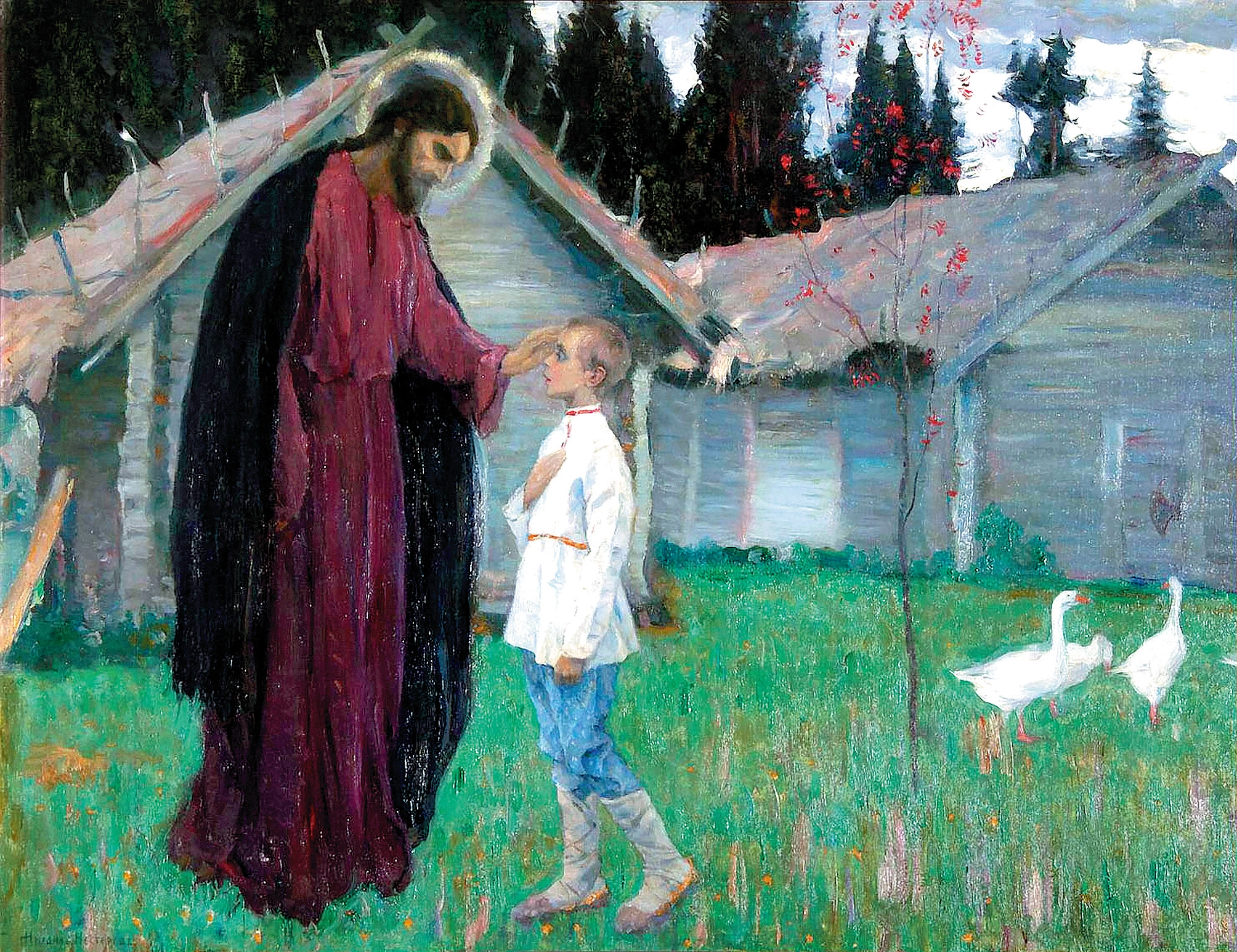 Христос, благословляющий отрока Варфоломея. Художник М. В. Нестеров. Начало ХХ в.