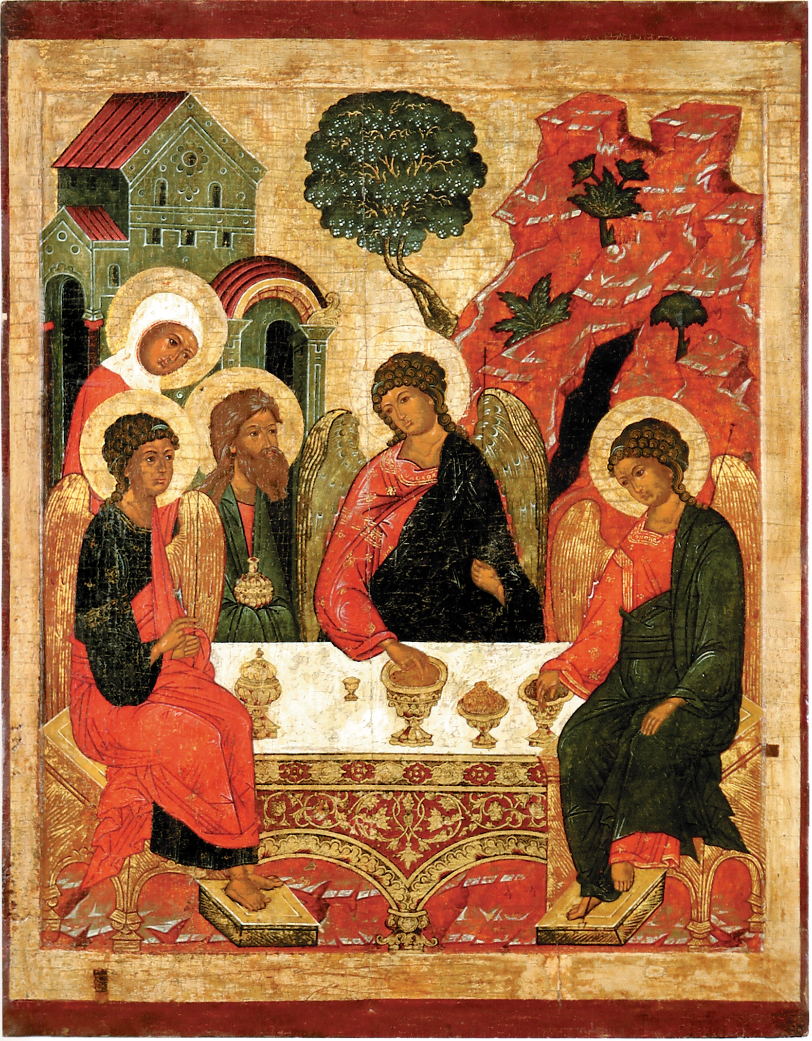 Троица Ветхозаветная (Гостеприимство Авраама). Псковская икона. 1613 г.